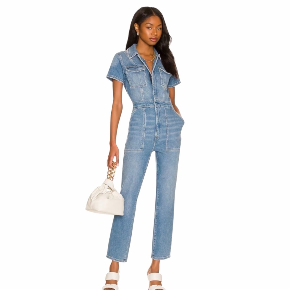 Good American Light Blue Denim Jumpsuit